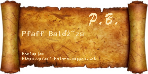 Pfaff Balázs névjegykártya